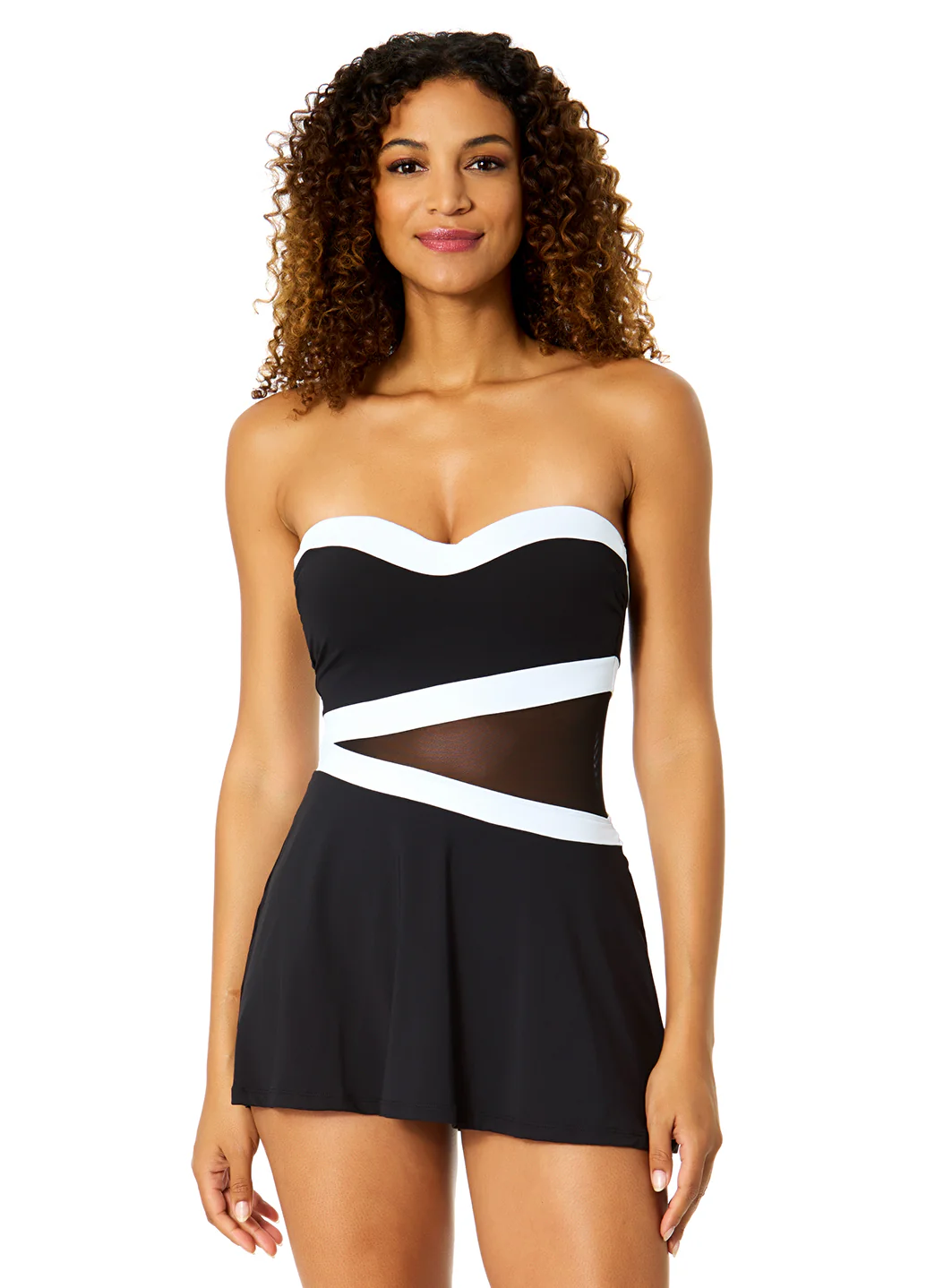 Anne Cole Women's Gabor Mesh Paneled Strapless Mesh Swim Dress - Image 3
