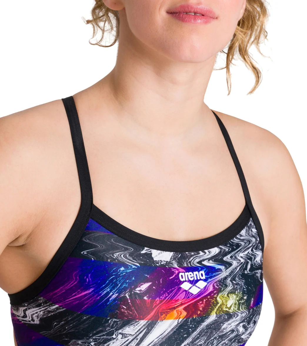 Arena Women's Iridiscent Stripe Challenge Back One Piece Swimsuit - Image 3