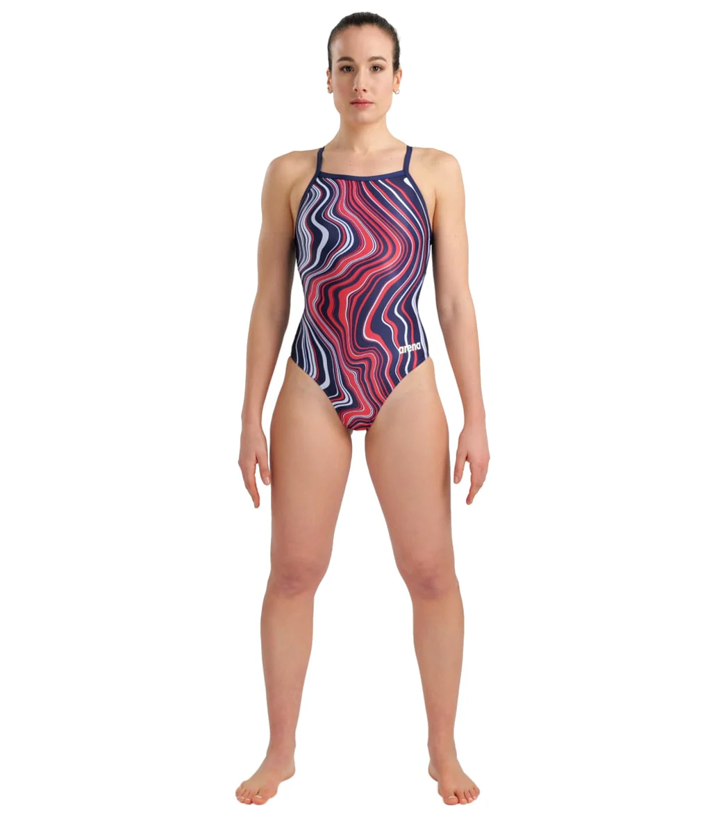 Arena Women's Marbled Light Drop Back One Piece Swimsuit - Image 26