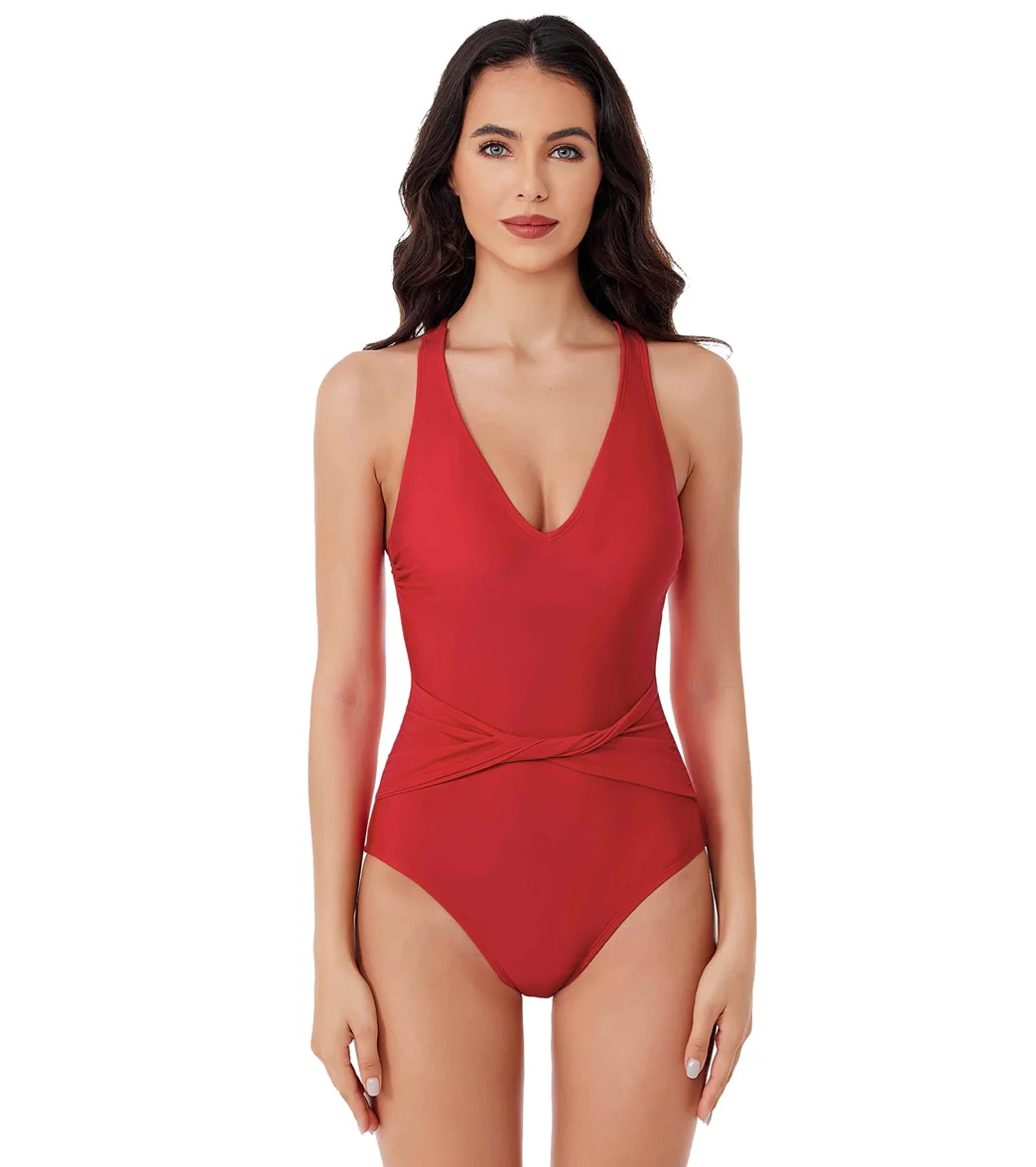 BCA by Rebecca Virtue Women's Twist Waist Belt One Piece Swimsuit - Image 63