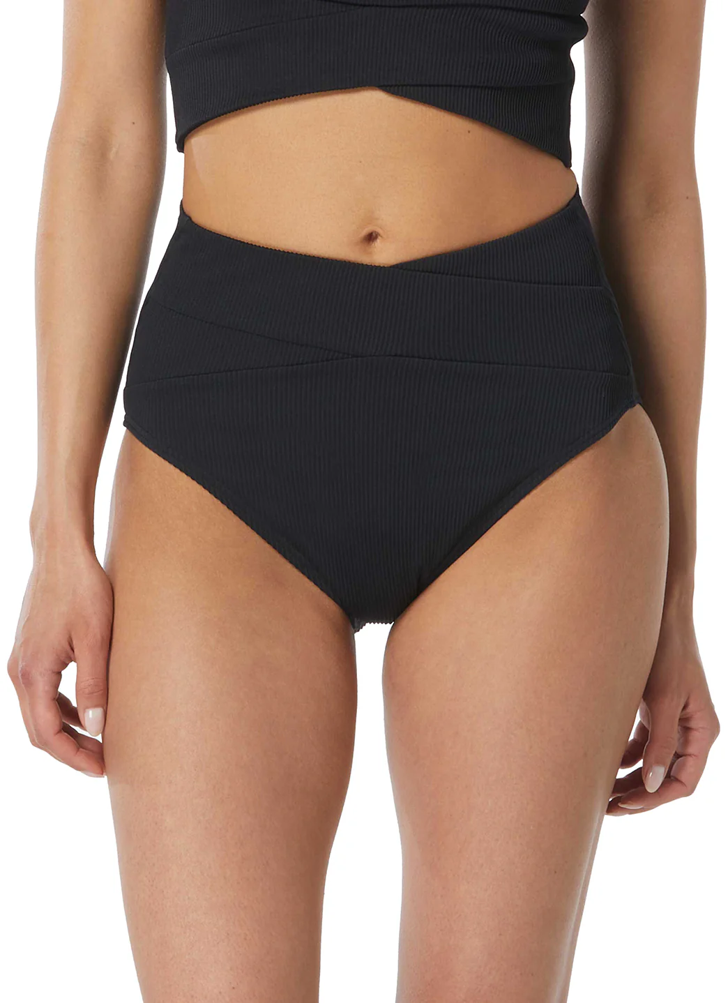 Beach House Sport Women's Solid Rib Nettie High Waist Crossover Bikini Bottom