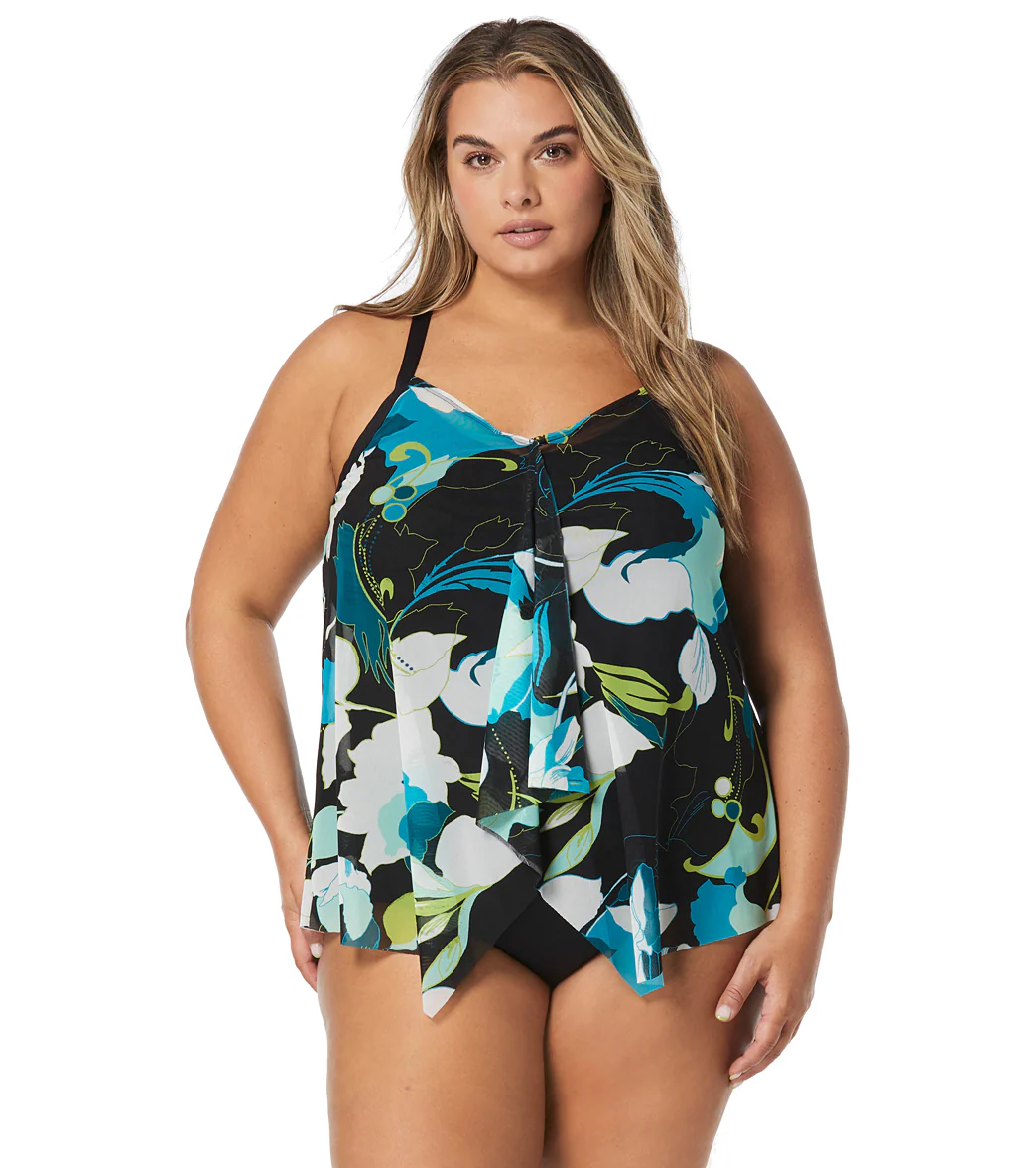 Beach House Women's Plus Size Avalon Floral Kerry Mesh Tankini Top - Image 4