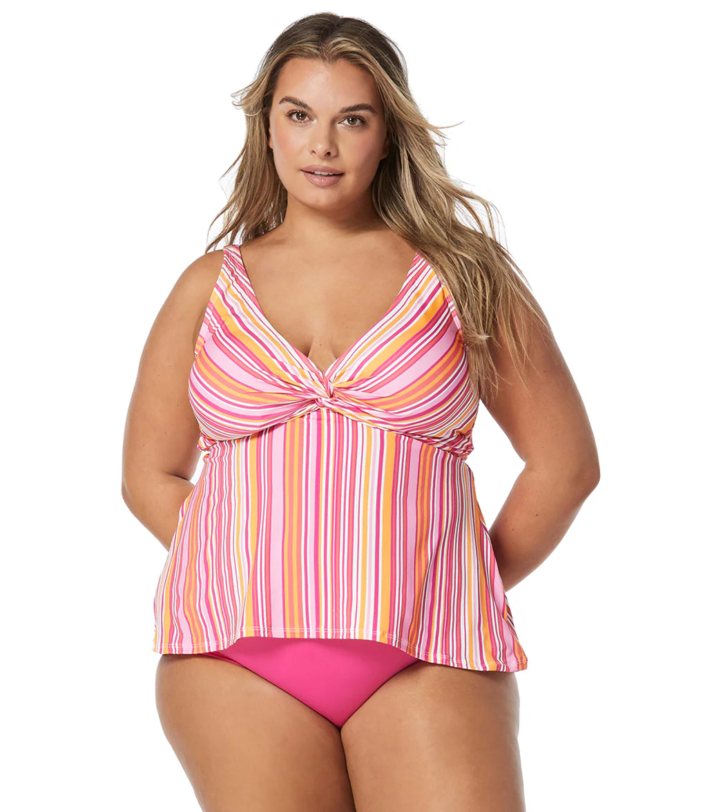Beach House Women's Plus Size Beach Club Stripe Willow Fly Away Hem Tankini Top - Image 5