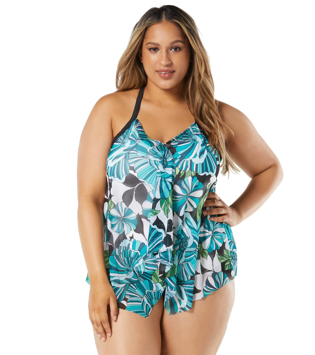 Beach House Women's Plus Size Deco Garden Kerry Mesh Layer Tankini - Image 7