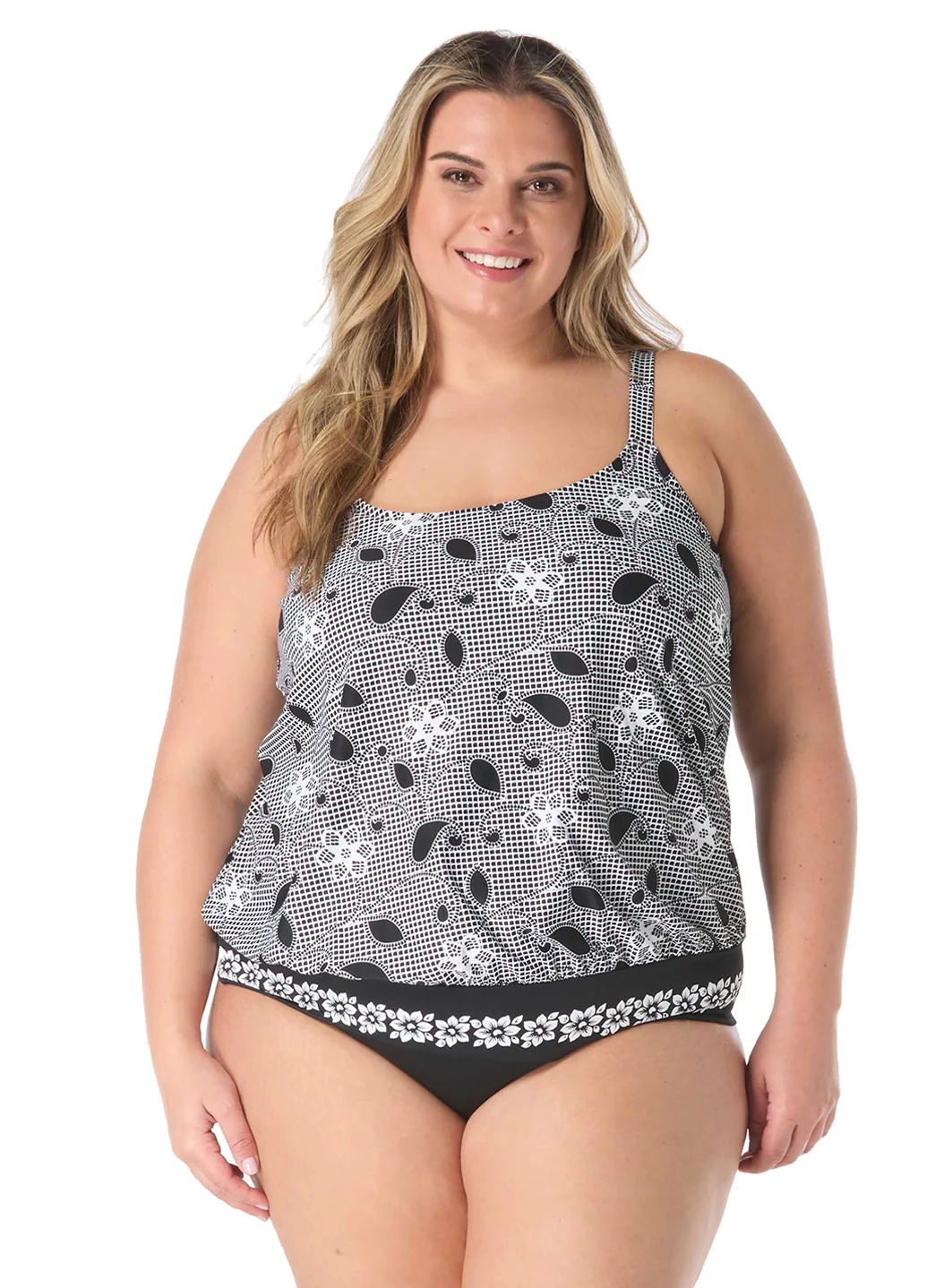 Beach House Women's Plus Size Floral Allure Sarah Blouson Tankini Top - Image 3