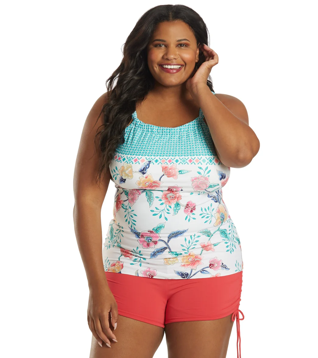 Beach House Women's Plus Size Floral Fantasy Blair Tankini Top - Image 14