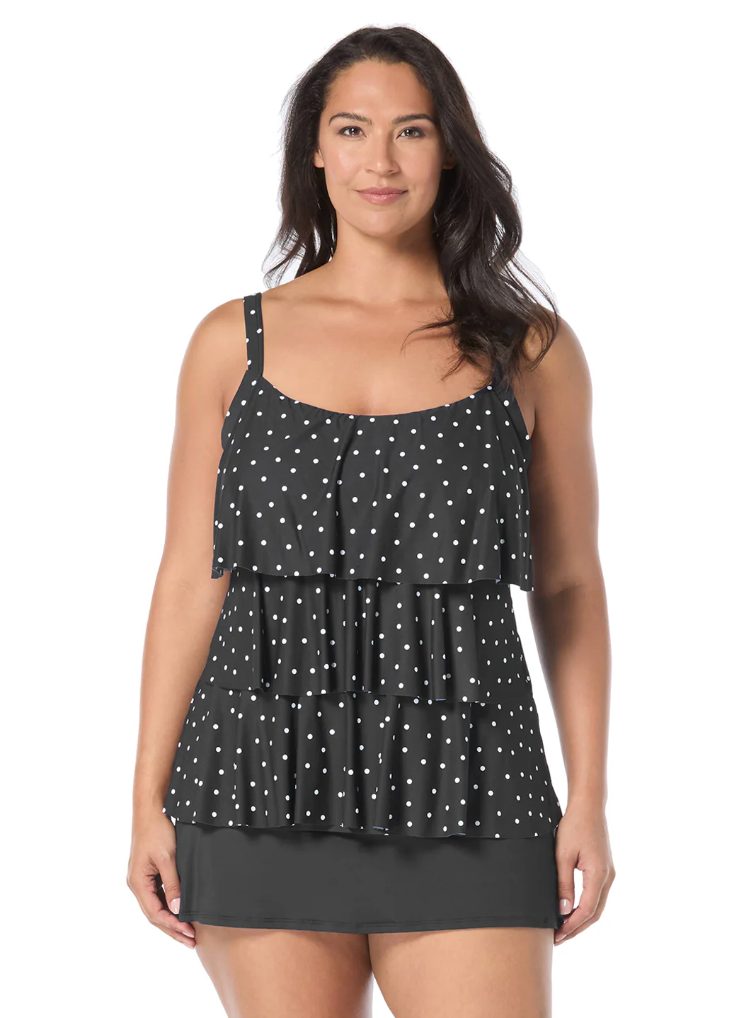 Beach House Women's Plus Size Sailor Dot Jane Ruffle Tankini Top - Image 3