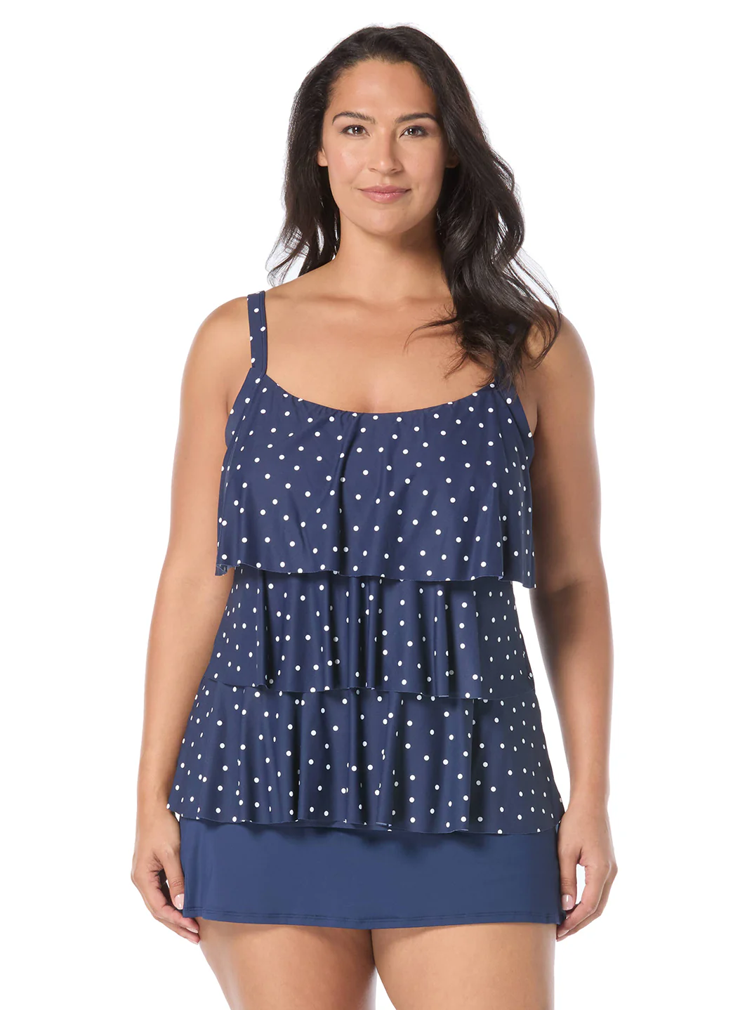 Beach House Women's Plus Size Sailor Dot Jane Ruffle Tankini Top - Image 9