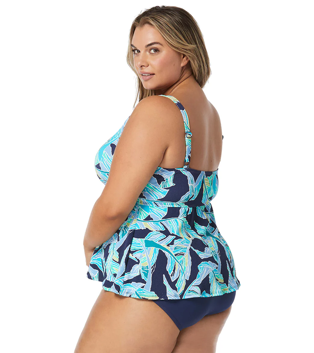 Beach House Women's Plus Size Sea Glass Palm Blair High Neck Tankini Top - Image 3
