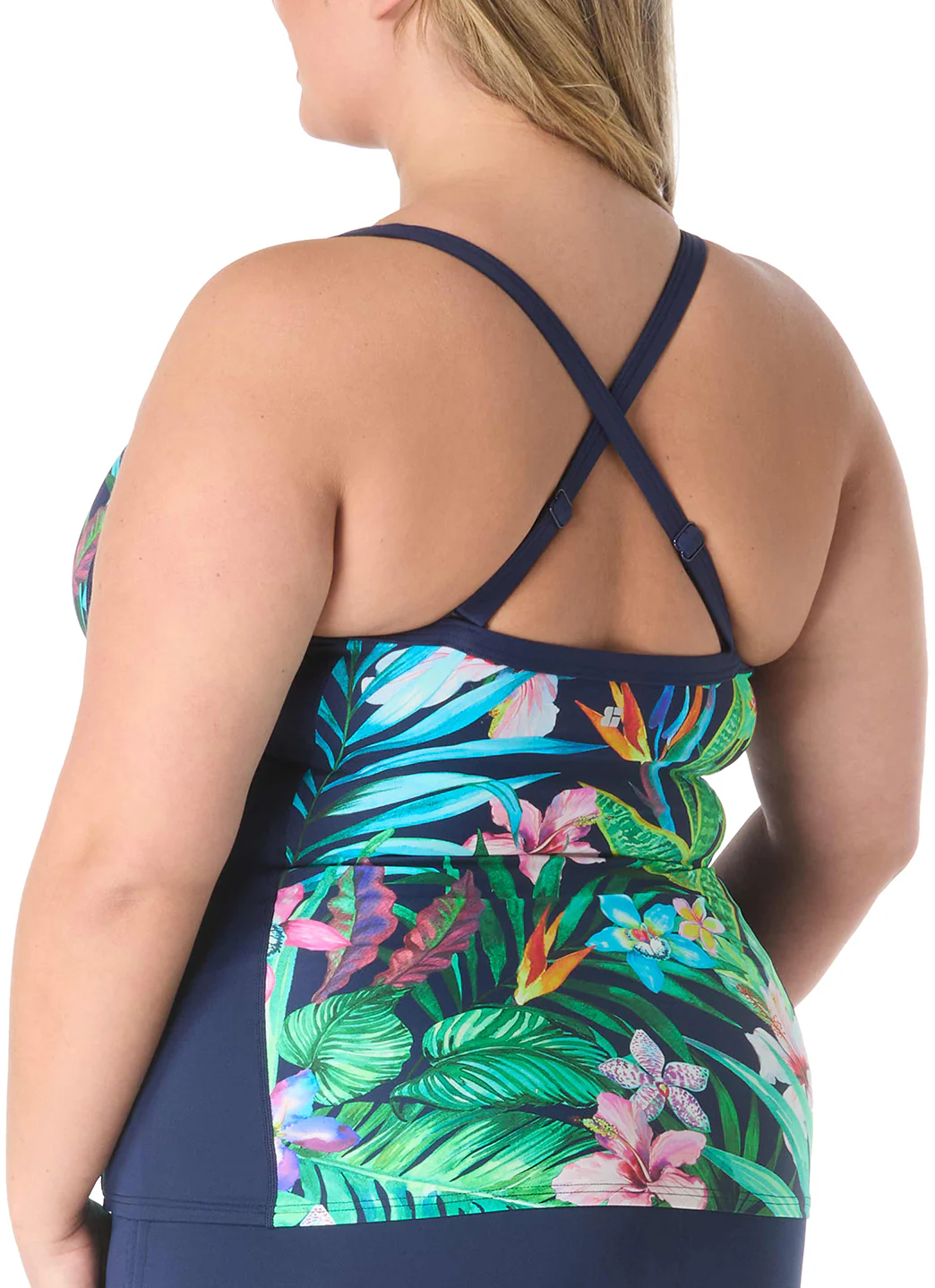 Beach House Women's Plus Size Tropic Paradise Ambition Fitted Cross Back Tankini Top - Image 5