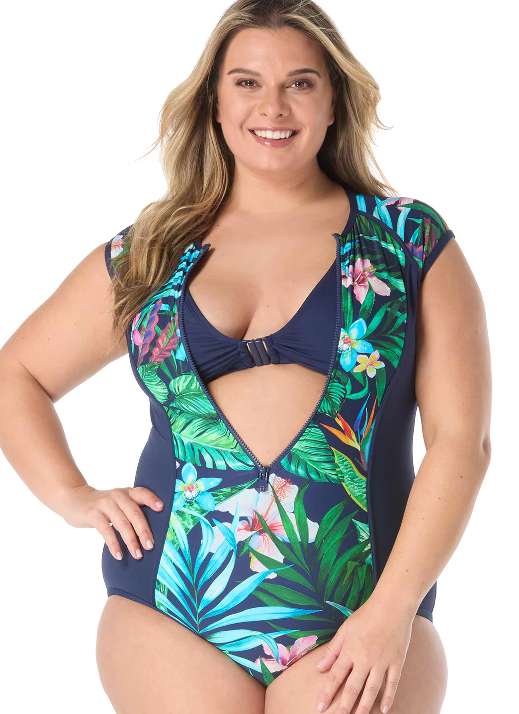 Beach House Women's Plus Size Tropic Paradise Endurance Zip Front - Image 3
