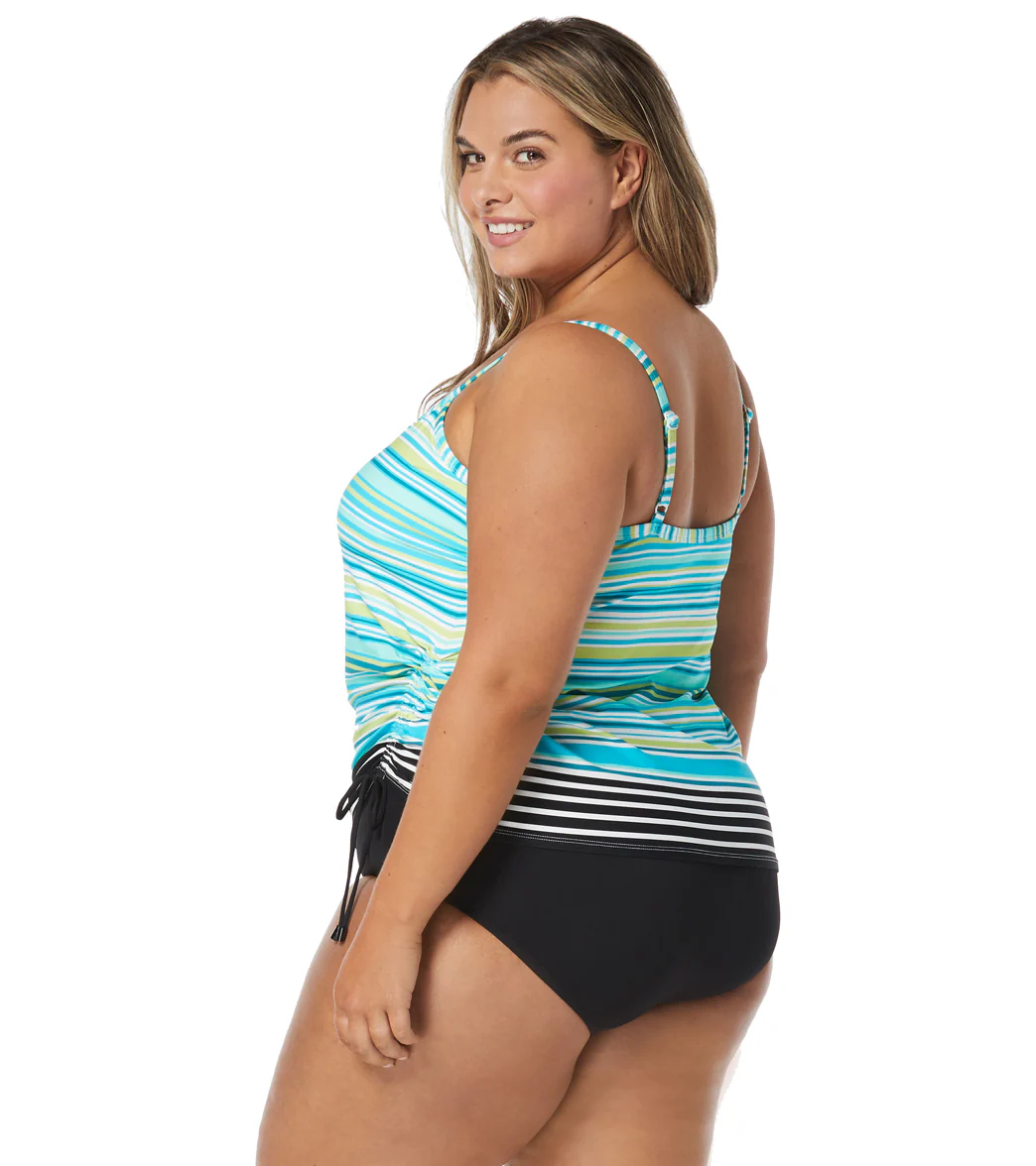 Beach House Women's Plus Size Two Harbor Horizontal Stripe Bridget Tankini Top - Image 2