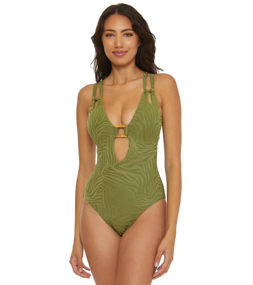 Becca Swim Women's Congo Macie Plunge One Piece Swimsuit