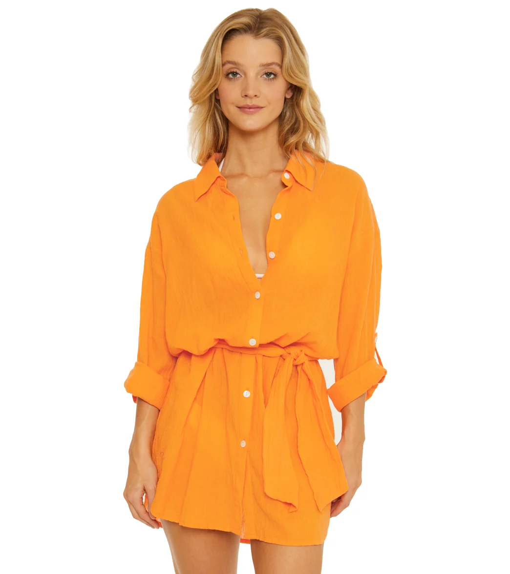 Becca Swim Women's Gauzy Button Front Cover Up Shirt Dress - Image 4