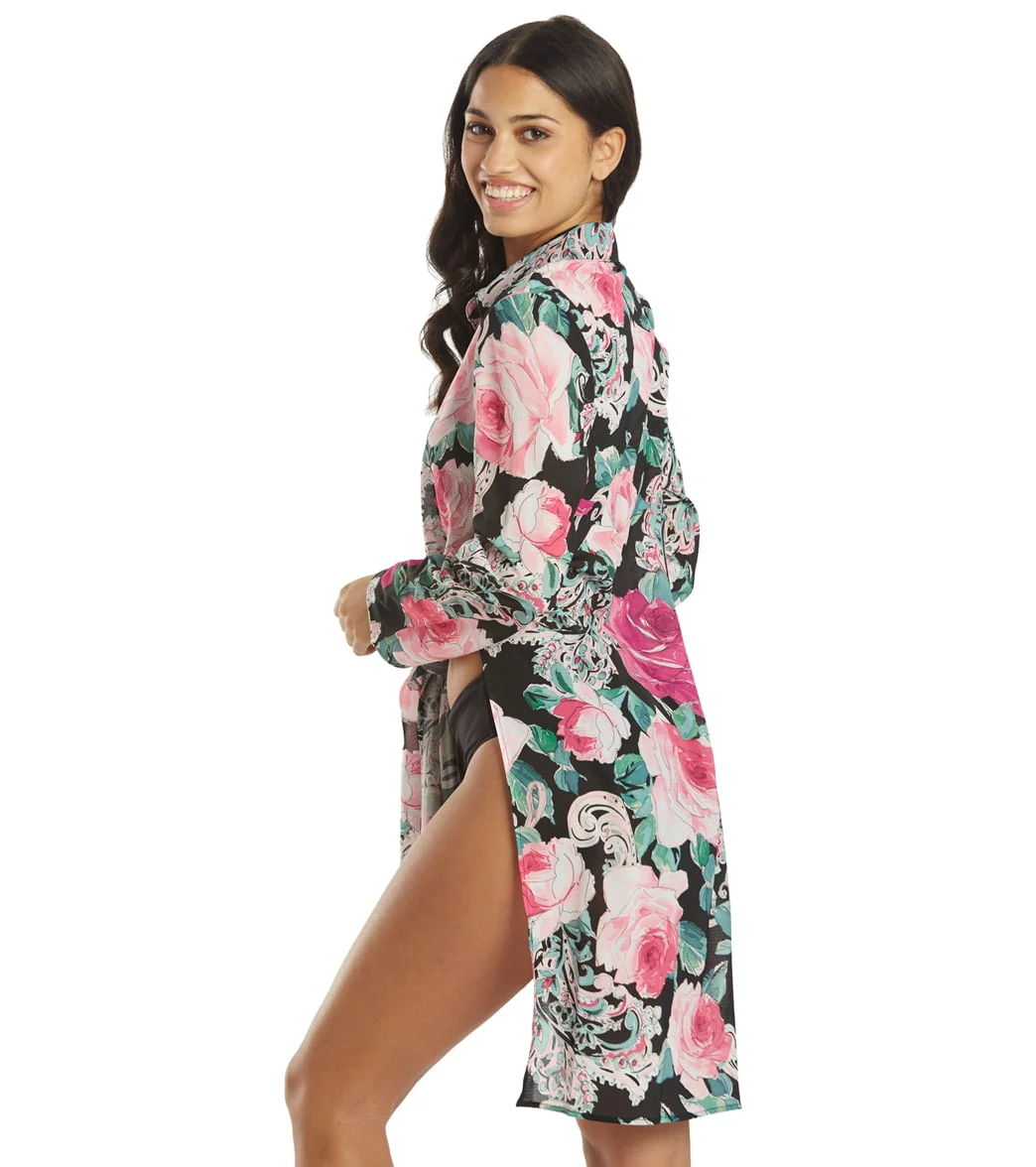Carmen Marc Valvo Women's Botanica Rosa Cover Up Shirt Dress - Image 3