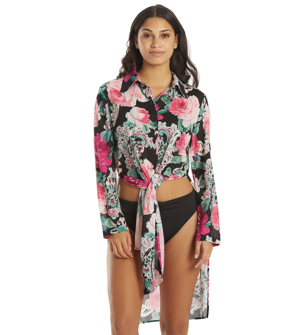 Carmen Marc Valvo Women's Botanica Rosa Cover Up Shirt Dress - Image 9