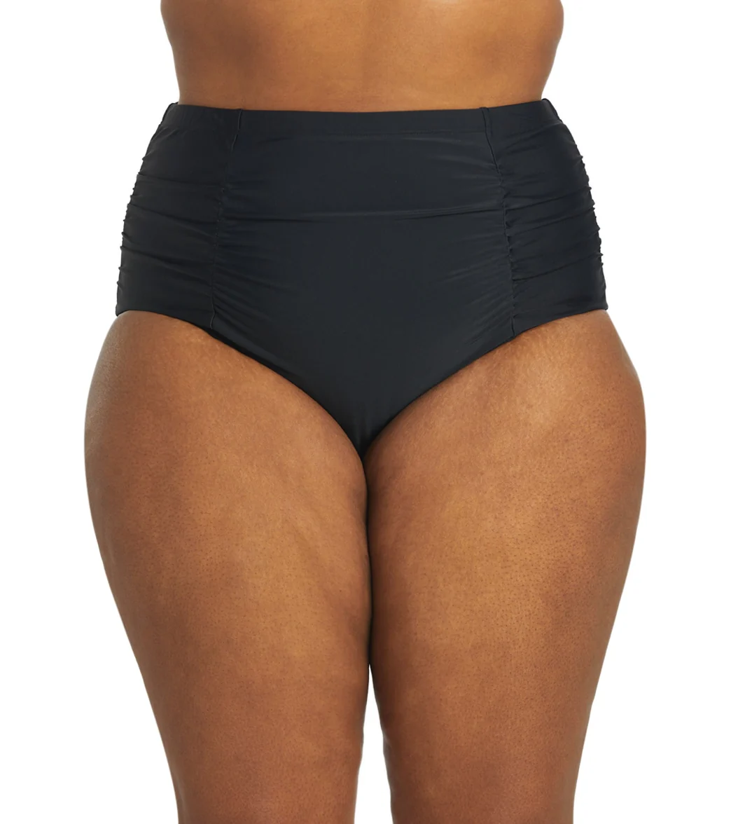 ClubSwim Plus Size Tummy Control Solid High Waist Swim Brief Bottom - Image 3