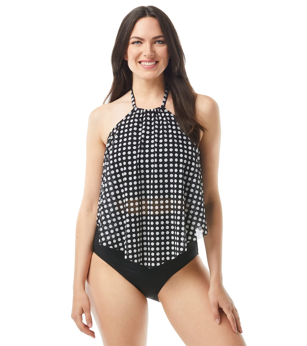 Coco Reef Women's Riviera Dot Aura Mesh Ruffle Crop Bra Sized Tankini Top (C/D/DD Cup) - Image 5