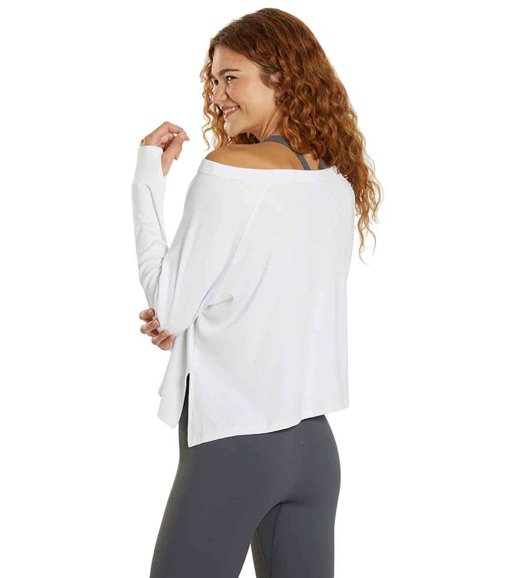 Cream Yoga Fare Drop Shoulder Crop LS Tee - Image 9