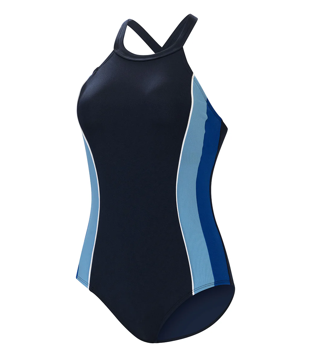 Dolfin Aquashape Women's Color Block High Neck One Piece Swimsuit - Image 4