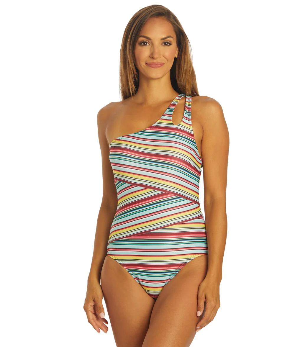 Dolfin Aquashape Women's Print Moderate Asymmetrical One Piece Swimsuit