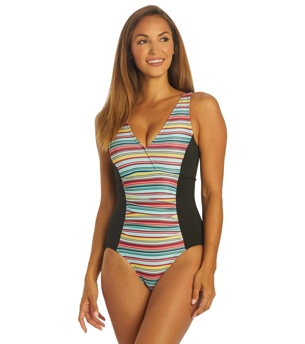 Dolfin Aquashape Women's Print V-Neck Front Panel One Piece Swimsuit - Image 7