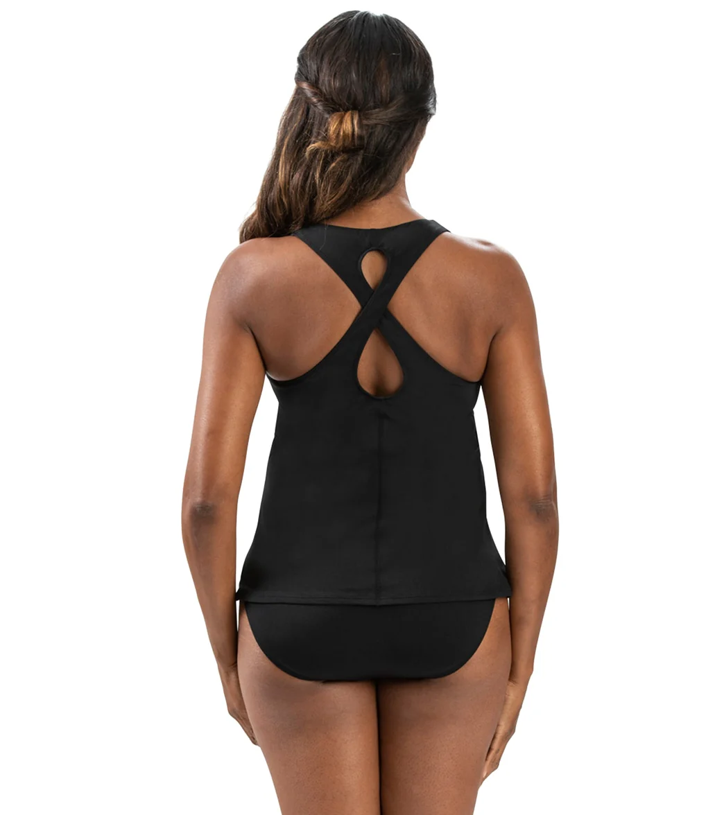 Dolfin Aquashape Women's Solid Twist Back Tankini Top - Image 2