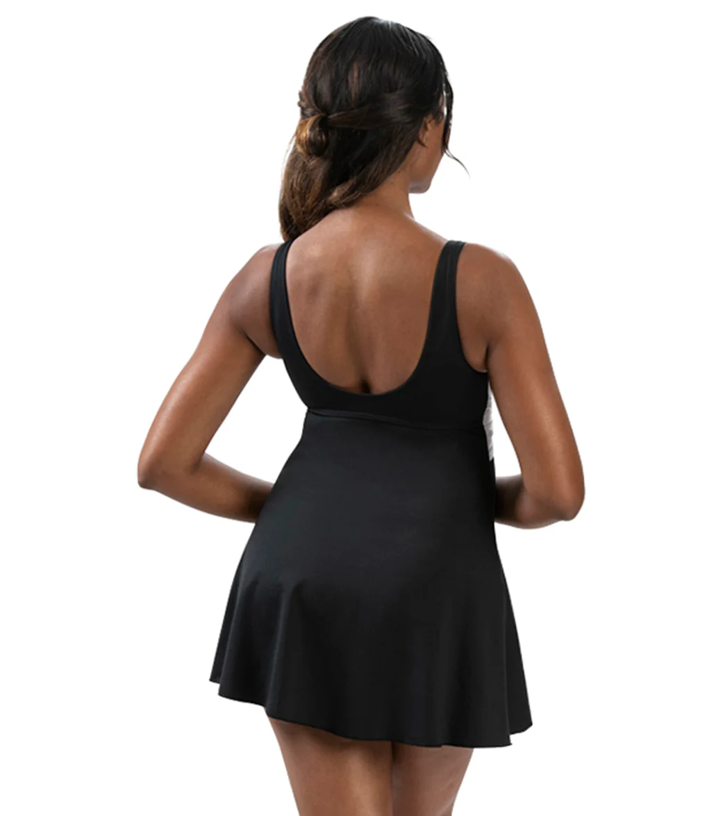 Dolfin Aquashape Women's Solid V-Neck Wrap Front Swim Dress - Image 2