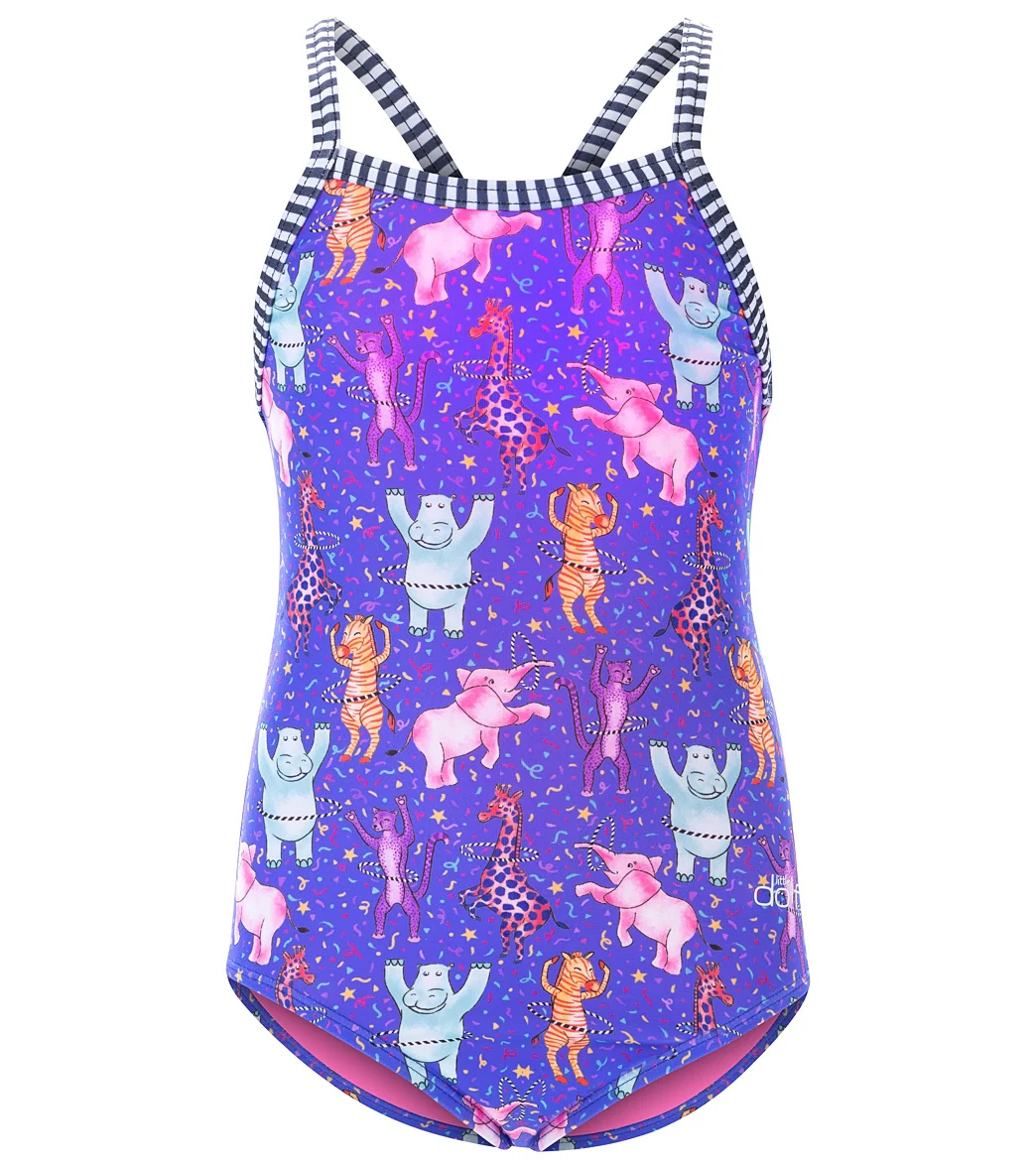 Dolfin Girls' Dancin' Feet Printed One Piece Swimsuit (Little Kid) - Image 3