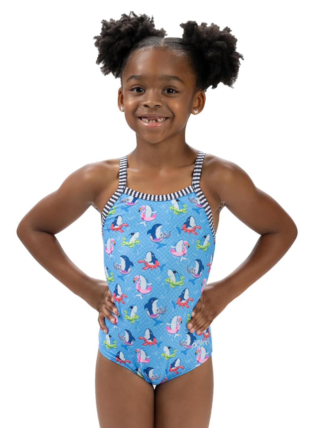 Dolfin Girls' Fin Floats Print One Piece Swimsuit (Toddler, Little Kid) - Image 2