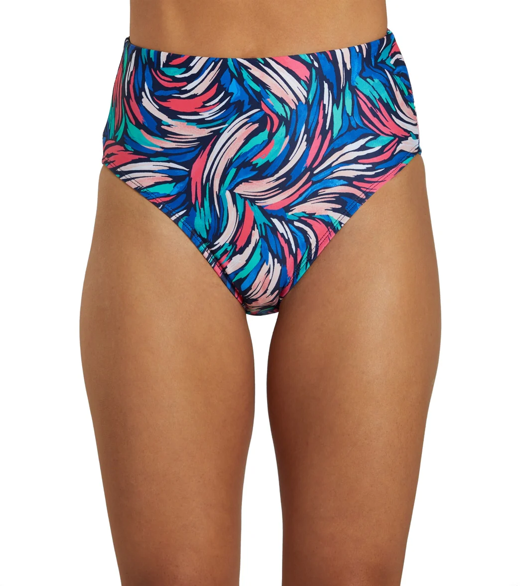 Dolfin Women's Aquashape Print High Waist Contemporary Bikini Bottom - Image 36