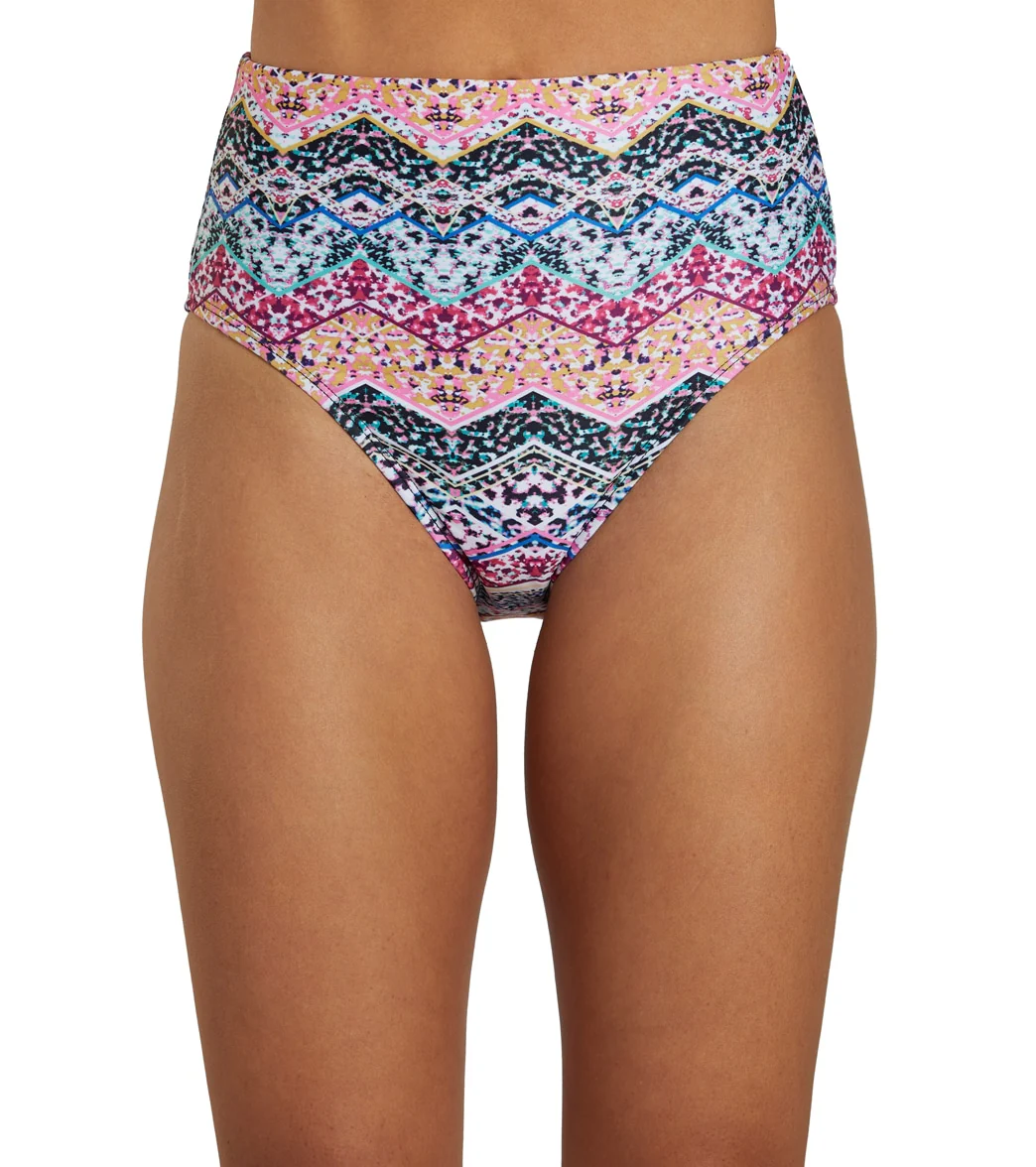 Dolfin Women's Aquashape Print High Waist Contemporary Bikini Bottom - Image 8
