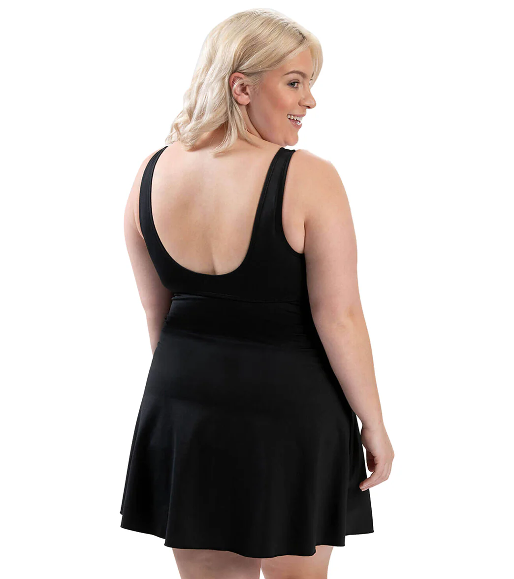 Dolfin Women's Aquashape Solid V-Neck Wrap Swim Dress Black/White - Image 2