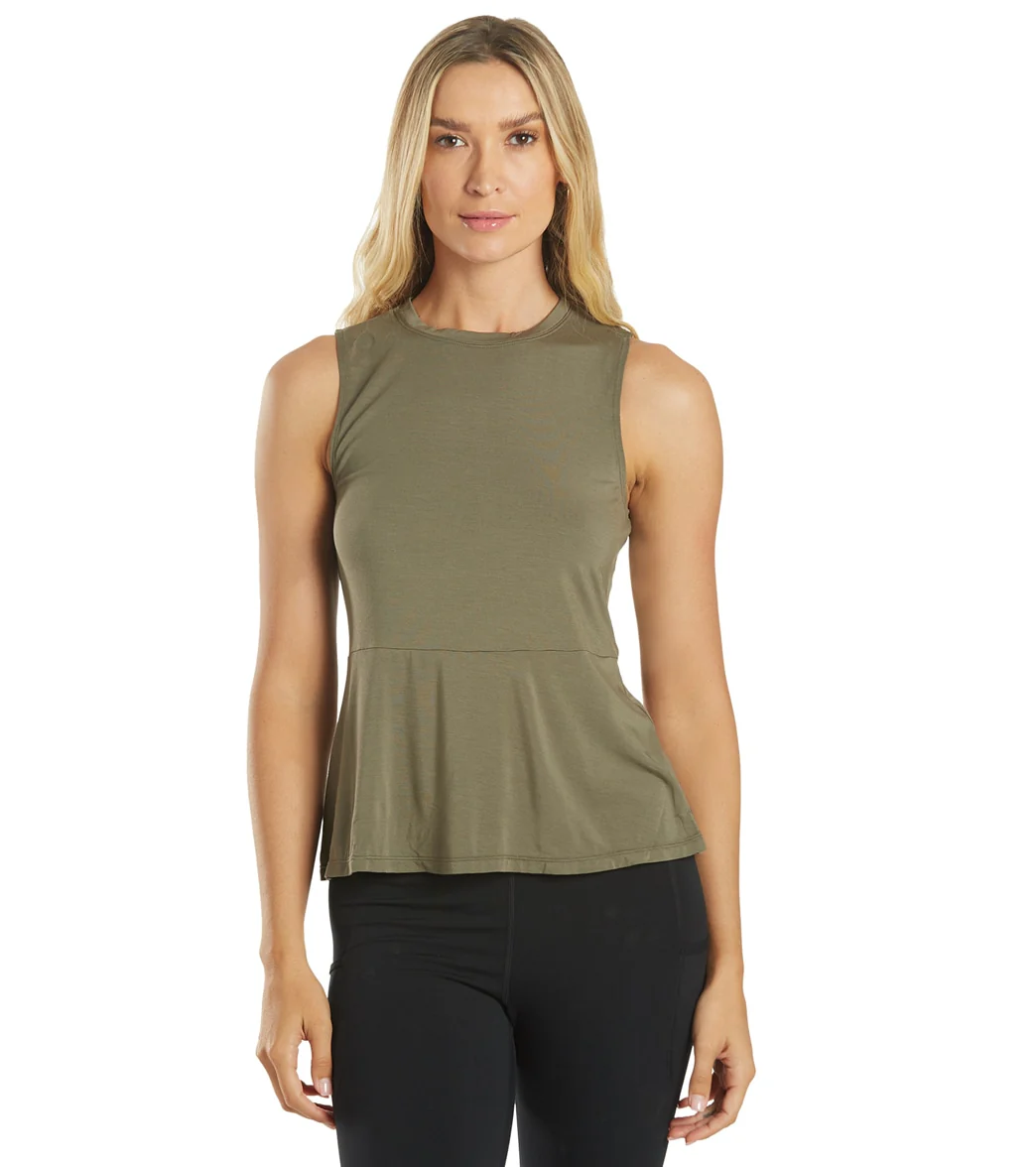 Everyday Yoga Blossom Solid Peplum Layering Muscle Tank - Image 3