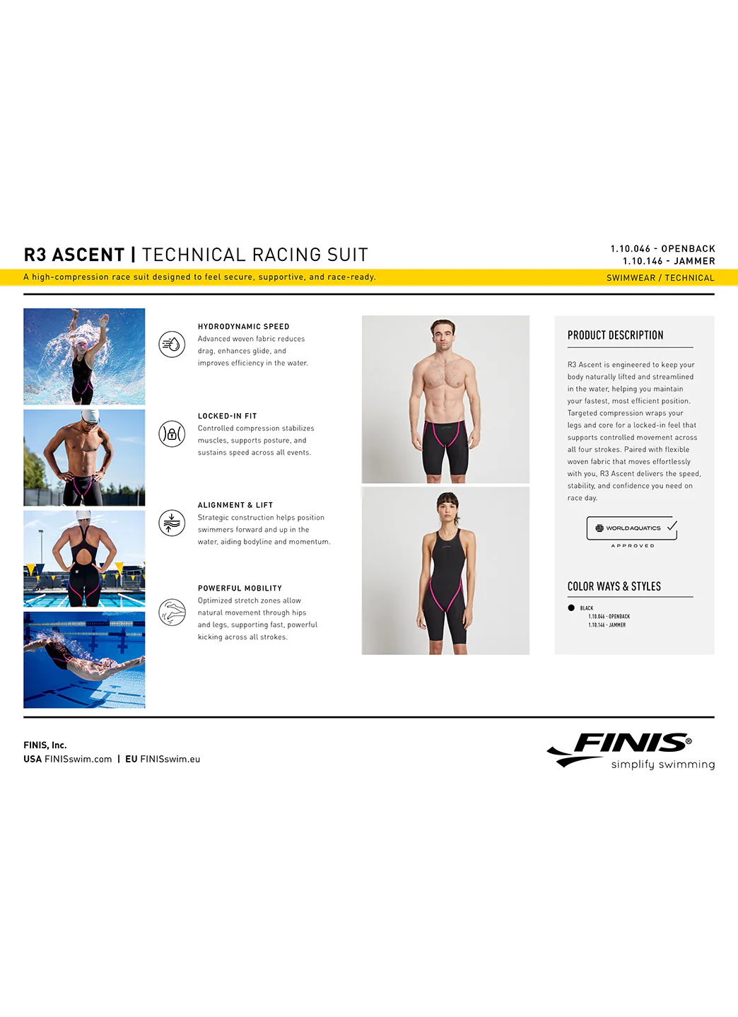 FINIS Men's R3 Ascent Jammer Tech Suit Swimsuit - Image 15
