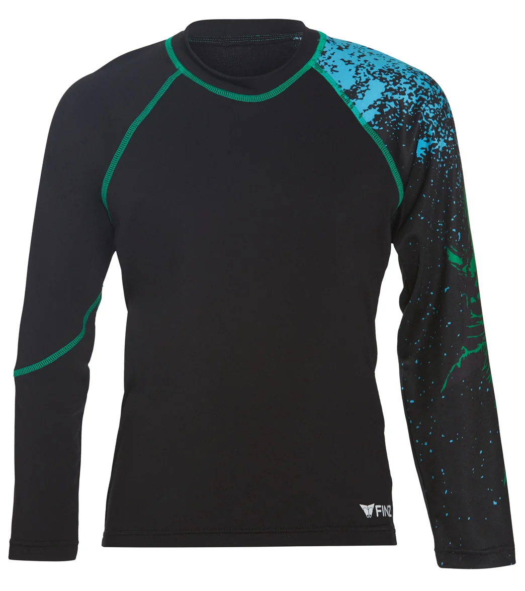 FINZ Boys' Shark Long Sleeve Rash Guard (Little Kid, Big Kid)