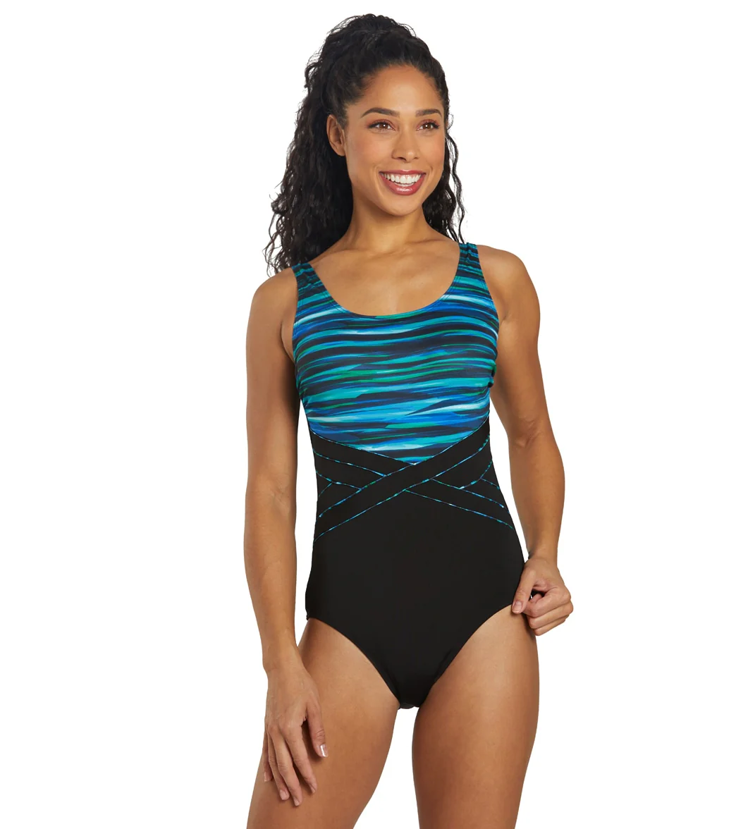 FINZ Women's Crystal Stripe Pipe Splice One Piece Swimsuit - Image 7