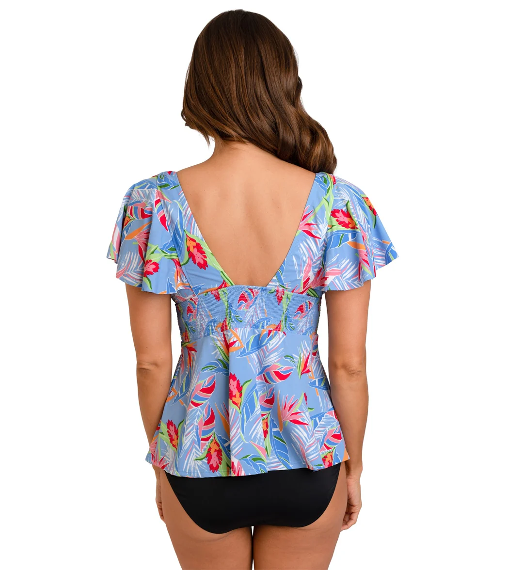 Fit4U Women's Dawn Sleeved Smocked Empire Tankini Top - Image 2