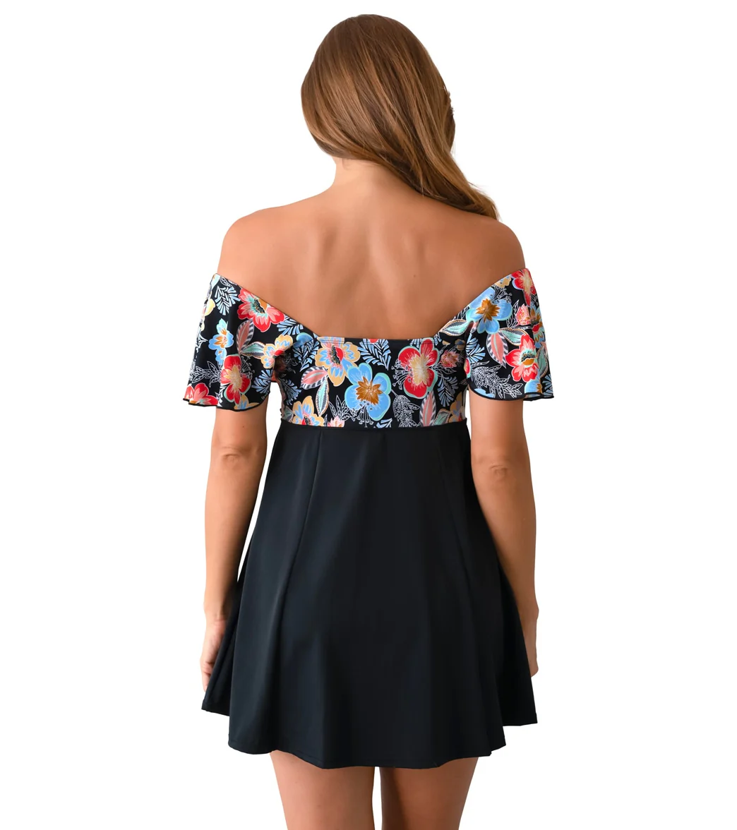Fit4U Women's Makenna Sleeved Surplice Empire Swim Dress - Image 4