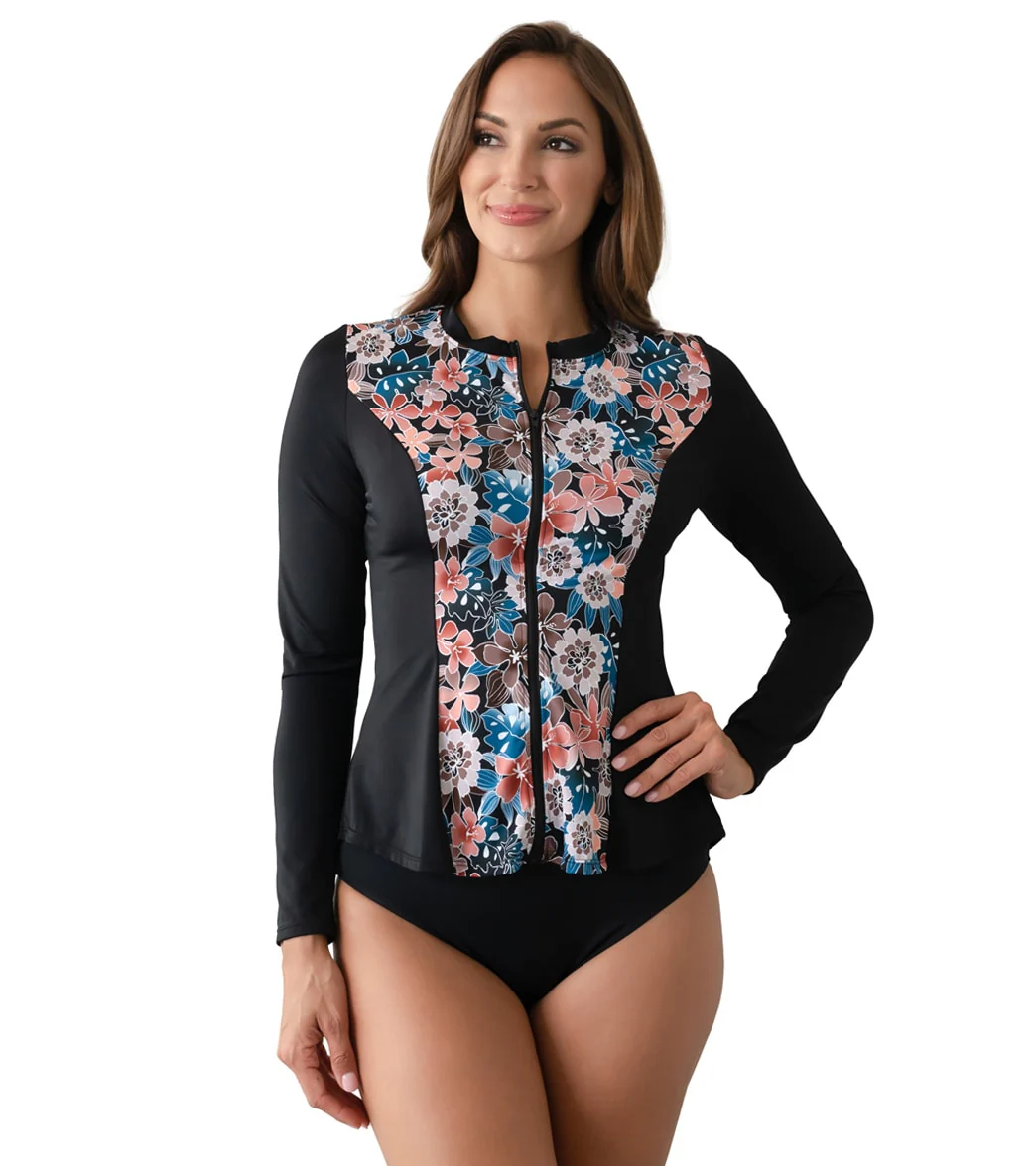 Fit4U Women's Moon Shadow Zip Long Sleeve Swim Shirt - Image 5