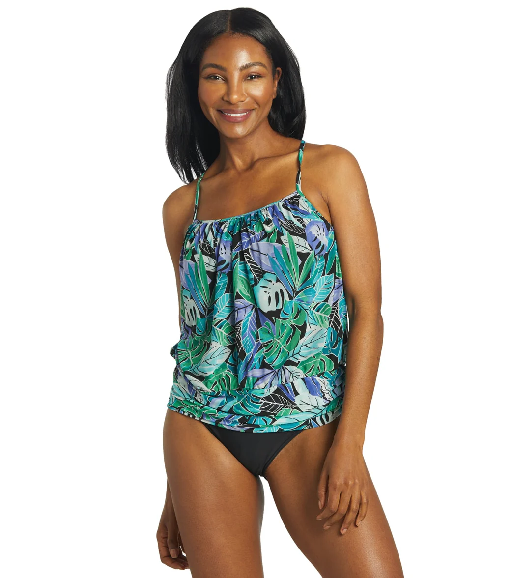 Fit4U Women's Palms Mesh Blouson Tankini Top