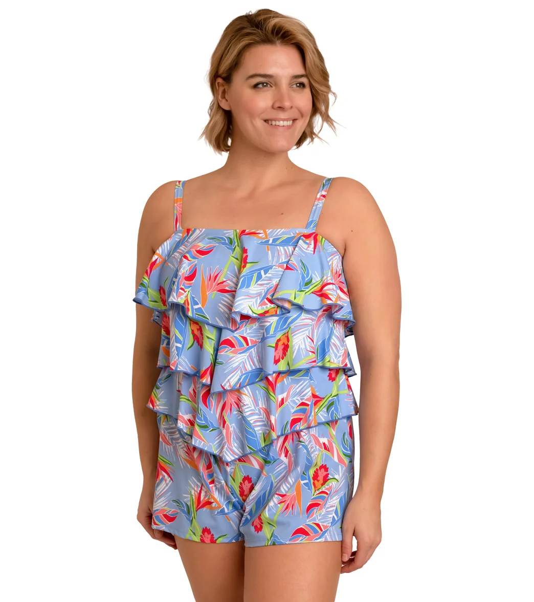 Fit4U Women's Plus Size Dawn 3 Tier V Hem Bandeau Romper - Image 5
