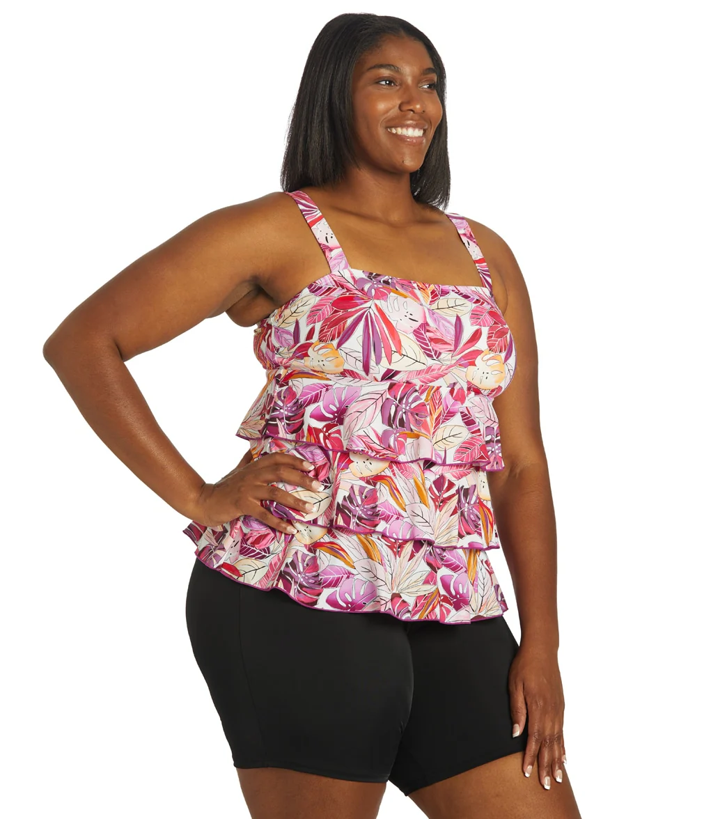 Fit4U Women's Plus Size Kapalua Three Tiered Bandeau Mastectomy Tankini Top - Image 2