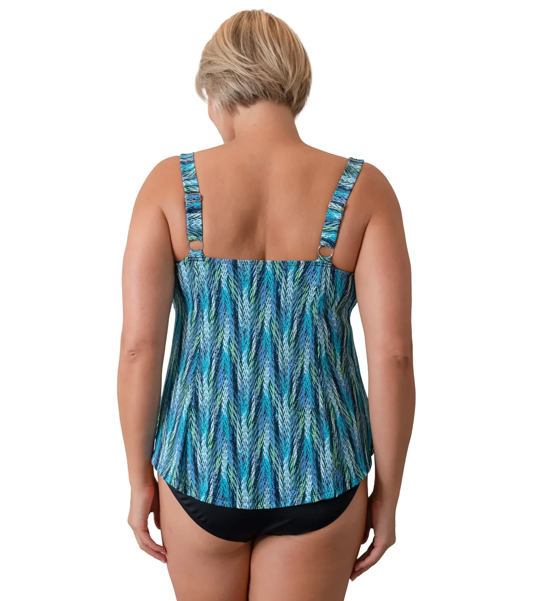Fit4U Women's Plus Size Lexi V Hem Square Neck Tankini Top (D/E Cup) - Image 2