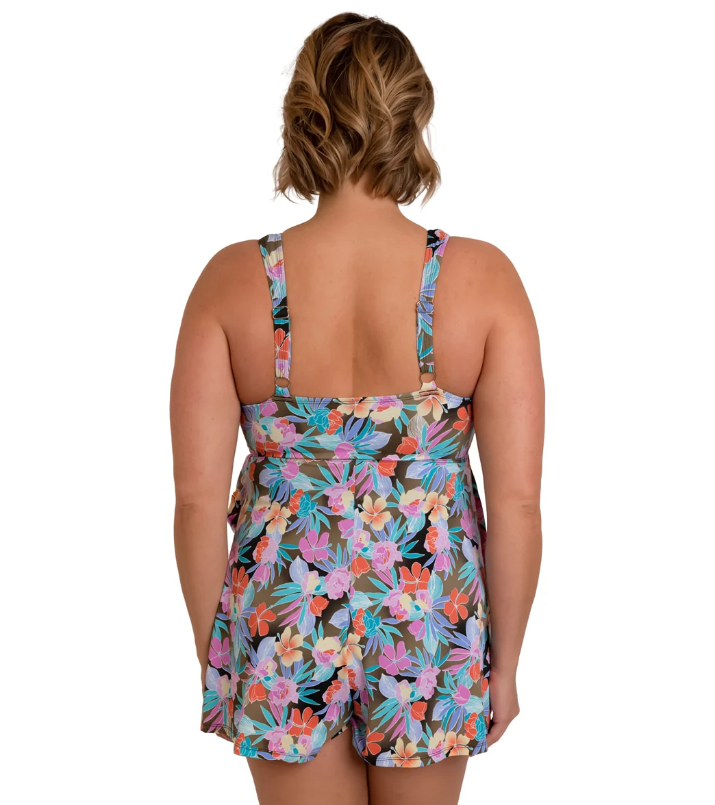 Fit4U Women's Plus Size Topaz V Neck Wrap Tie Romper - Image 2