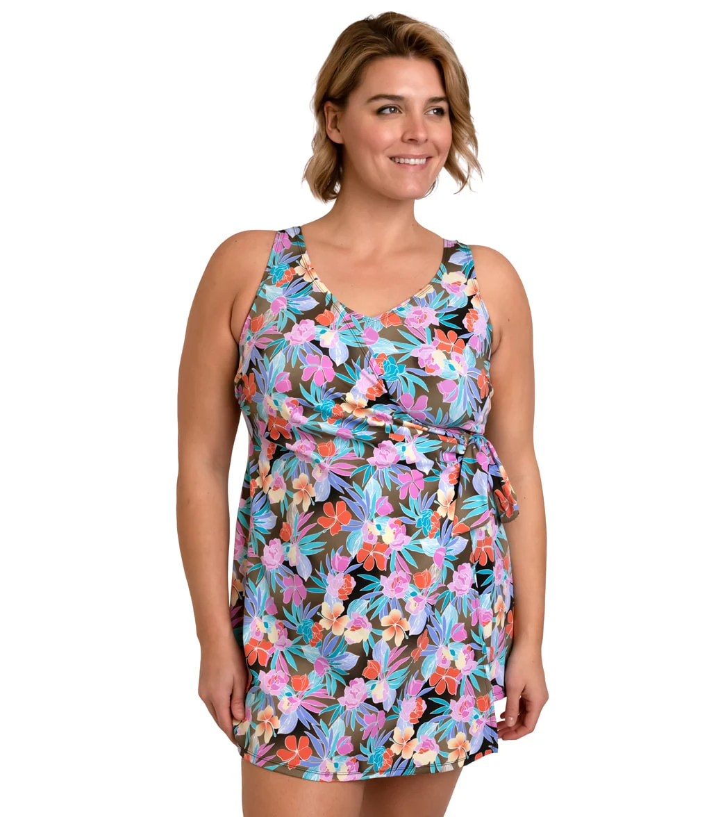 Fit4U Women's Plus Size Topaz V Neck Wrap Tie Romper - Image 5