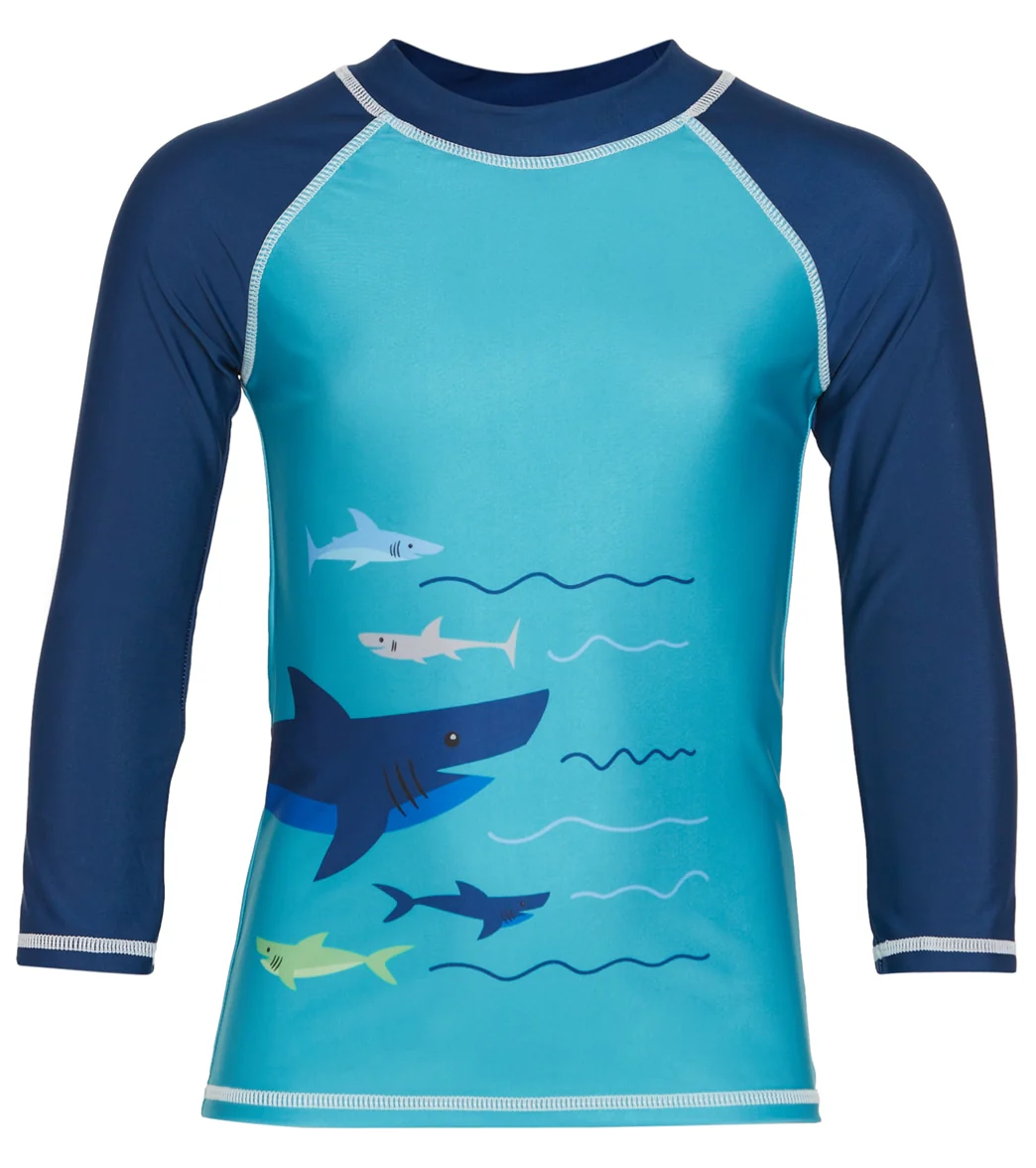 Flap Happy Boys' Sharky Long Sleeve UPF 50+ Rashguard (Baby, Toddler, Little Kid)