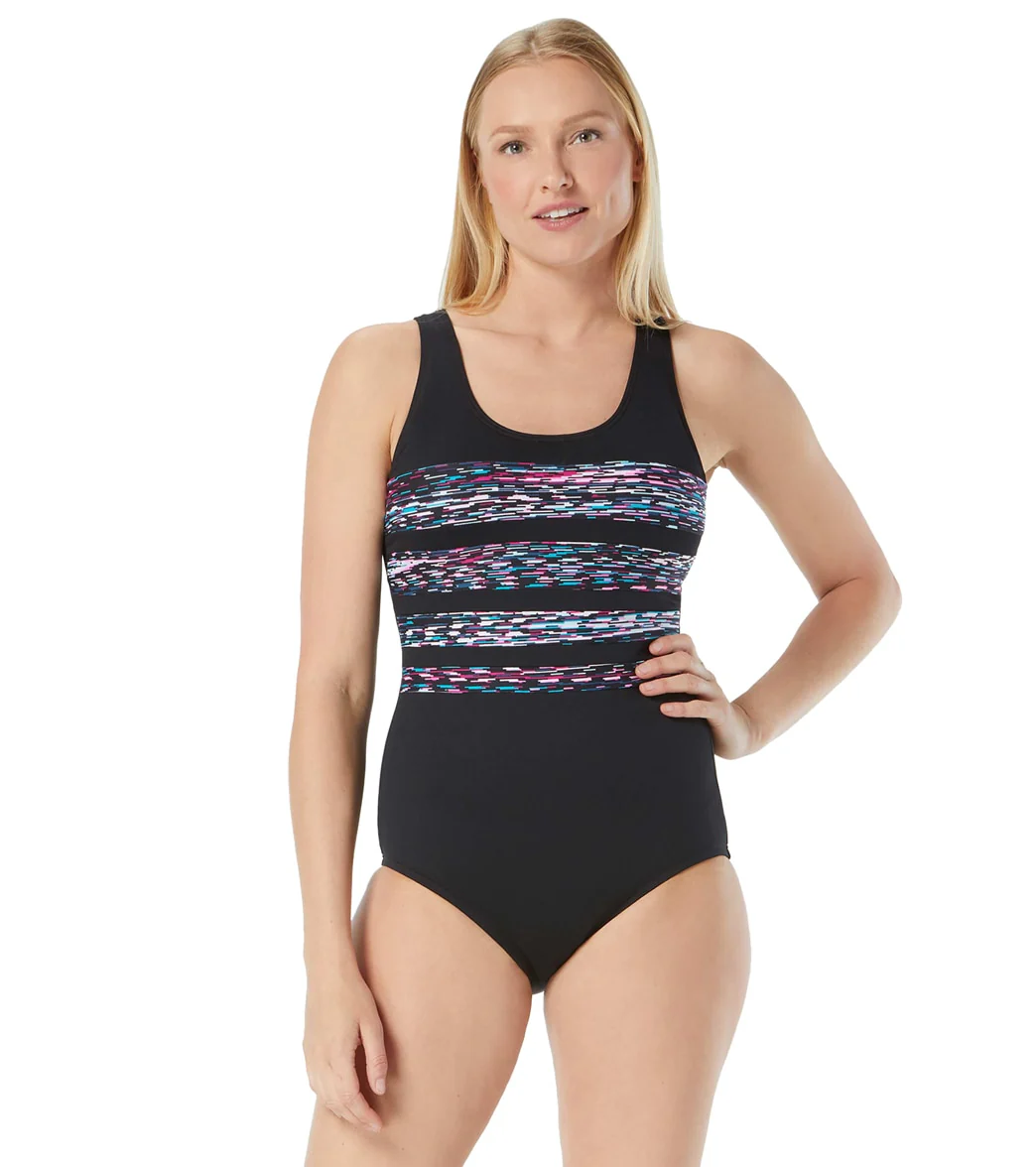 Gabar Women's Chlorine Resistant High Tide Scoop Neck Portrait Back One Piece Swimsuit - Image 5