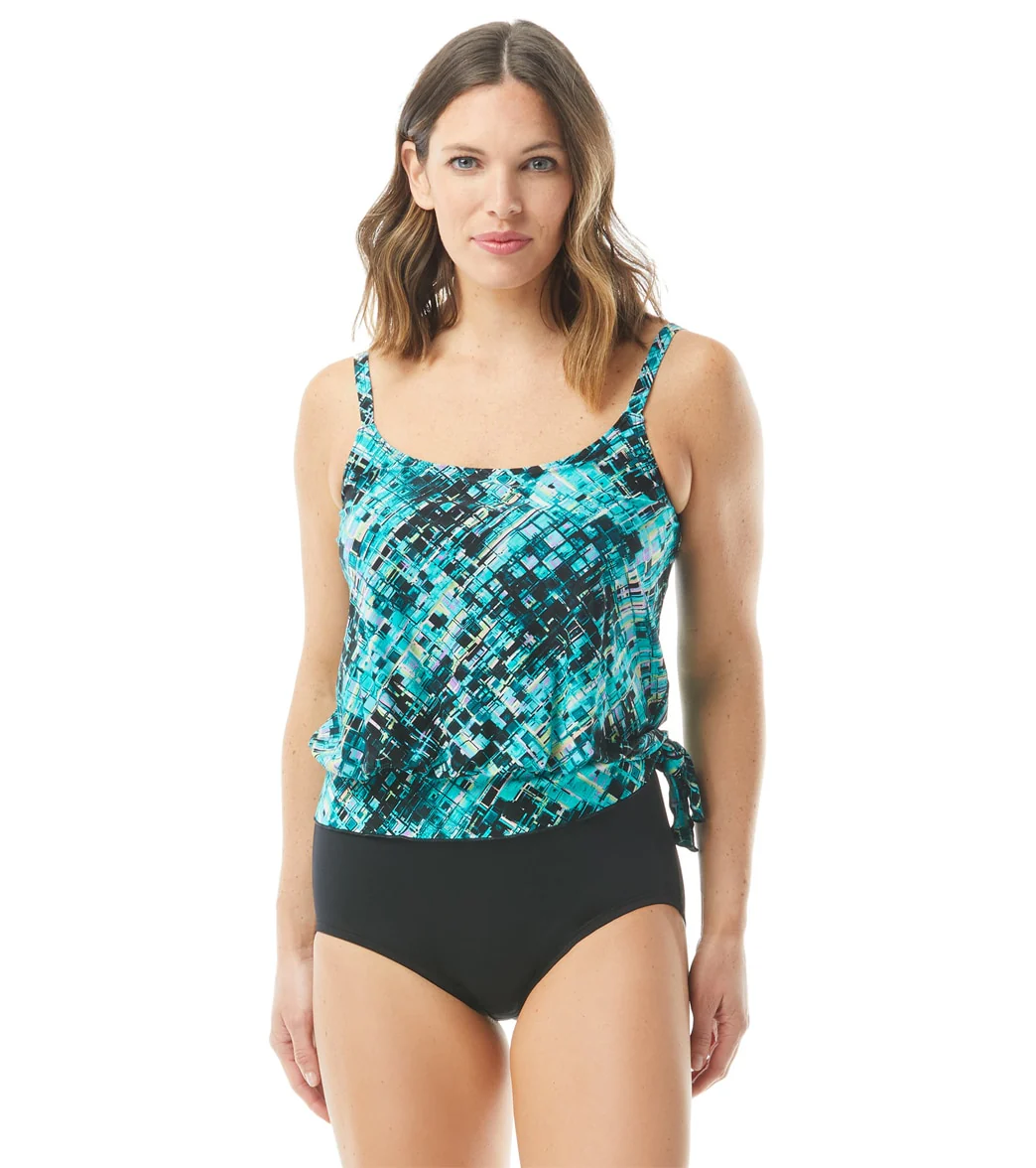 Gabar Women's Chlorine Resistant Satellite Stripe Blouson Tankini Set - Image 4