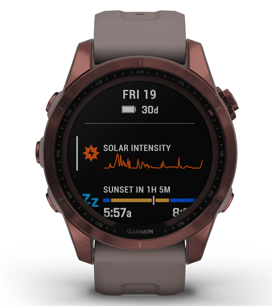 Garmin Fenix 7S Sapphire Solar Dark Bronze Titanium/Shale Gray Band - Image 2